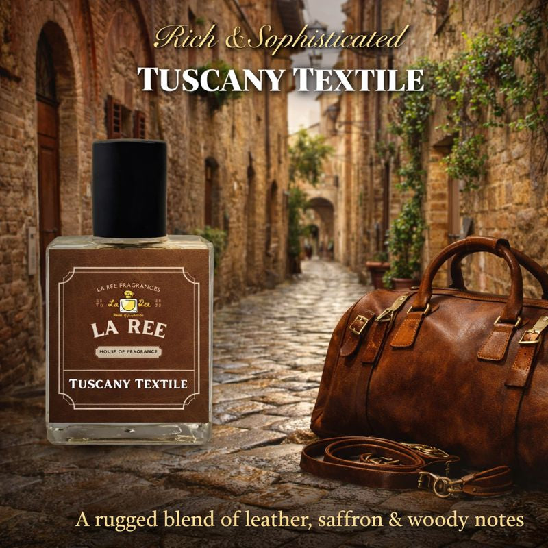 Tuscany Textile fragrance by La Ree Fragrances inspired by Tuscan Leather